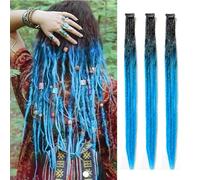 Dsoar Extensiones Finas de Rastas Clip In Dreads Rastas Hechas a Mano 3Pcs Crochet Loc Extensiones 24 Inch/60 cm