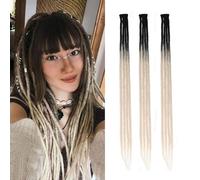 Dsoar Extensiones Finas de Rastas Clip In Dreads Rastas Hechas a Mano 3Pcs Crochet Loc Extensiones 24 Inch/60 cm