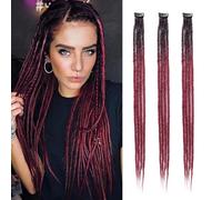 Dsoar Extensiones Finas de Rastas Clip In Dreads Rastas Hechas a Mano 3Pcs Crochet Loc Extensiones 24 Inch/60 cm