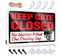 Dsoluuing Divertida decoración al aire libre Keep Gate Closed No Matter What The Donkey Say Sign Man CABE Decor Whisky Signs para el hogar Bar (Tamaño: 30 x 40 cm)