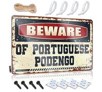 Dsoluuing Letreros de cueva de hombre y decoración Beware of Portuguese Podengo Cartel de estaño Letreros de barra de metal Letreros divertidos (Tamaño: 30 x 40 cm)