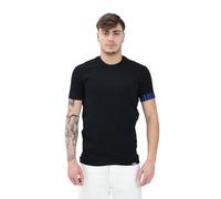 DSQUARED2 Camiseta de manga corta negra para hombre y mujer con manga con logotipo, Negro , M