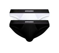 DSQUARED2 Twin Pack Brief DCX200070 (IT, Testo, L, Regular, Regular, 010 - Blanco/Negro)