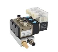 DSQUOBLLM 3V210-08-NC Bloque de válvula solenoide electromagnética Normalmente Cerrada con colector Base Montaje silenciador DC12v 24v AC110v 220v 3 Puertos 1 Uds(Ac110v 6mm Fittings,2 Stations)