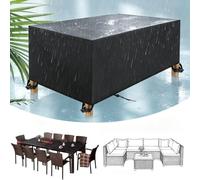 DSRDRFG 120x115x85cm/LaxAnxAl Funda para Muebles de Jardín Impermeable, Negro Rectangular Funda Protectora Tela Oxford 420D, Cubierta de Mesa de Jardín, Anti-Viento Anti-UV Resitente al Polvo