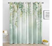 DSRDRFG Cortinas con Estampado Floral de Hojas, 140 x 160 cm (AnxAL) Acuarela botánica Verde, Opacas, para Dormitorio y Sala de Estar, con Ojales, aislantes térmicos, 2 Paneles.