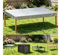 DSRDRFG Funda Mesa Jardín 190x100x15cm/LxAxH Funda Mesa Exterior Impermeable, Cubierta de Mesa Rectangular, 420D Tela Oxford Juego de Fundas Protectoras para Mesas de Exterior/Interior, Plata