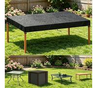 DSRDRFG Funda Mesa Jardín 260x140x50cm/LxAxH Funda Mesa Exterior Impermeable, Cubierta de Mesa Rectangular, 420D Tela Oxford Juego de Fundas Protectoras para Mesas de Exterior/Interior, Negra
