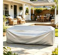 DSRDRFG Funda Mesa Jardin Impermeable 180x180x60cm/LaxAnxAL Funda Muebles Jardin Rectangular/Cuadrada,420D Tela Oxford Cubierta de Mesa Exterior Fundas Protectora Mesa para Ratán Sofá, Plata
