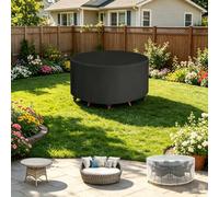 DSRDRFG Funda Redonda para Muebles de Jardin Ø145x130cm Funda Mesa Exterior Impermeable, Fundas Protectora para Muebles Sofa Patio, Anti-UV, Resitente al Polvo Fundas Mesa Redonda, Negro