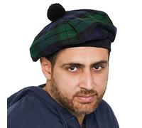 DSS Kilts Scottish Tam O' Shanter Acrylic Tartan Wool Tammy Hat-Kilt Accessory for Men (Black Watch Tartan Tammy Hat)