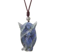 dssmboom Collar con colgante de piedra de labradorita natural para hombres y mujeres, hecho a mano, collar de piedra de cristal con cuerda ajustable, Piedra de labradorita, Piedra de labradorita