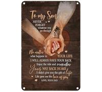 DSSWAK Letrero de metal vintage con texto en inglés «To My Son I Will Always Have Your Back» para decoración de pared, regalos divertidos para el hogar, cocina, garaje, baño, granja, jardín, bar