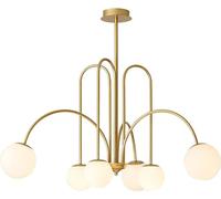 DSSYUYERT Ceiling Chandeliers Dining Rooms, Gold Chandelier with High-End Glass Shades, Large Pendant Light Fixture for Living Room & Bedroom,Cool White(
