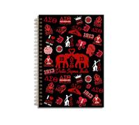 DST Sorority Gifts Elephant Pattern Black Spiral Notebook Delta 1913 Sigma Theta Sorority Paraphernalia Gifts for Women Girls Sister Inspirational Lined Journal Notebook for Work School Note Taking