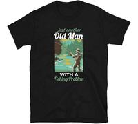 Dstarbbk Gift for Dad Old Man A Fishing Problem Fun Mens Shirt Black 3XL