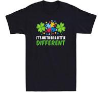 Dstarbbk Irish It’ Ok to Be a Little Different Autism St Patrick Day Gift Men's T Shirt Black 3XL