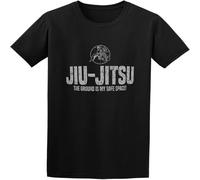 Dstarbbk Jiu Jitsu The Ground is My Safe Space Grappling Cotton Round Neck Shirt for Men T Black L