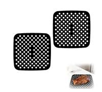 Dstarymnix Alfombrilla Freidora Aire,revestimiento freidora aire,silicona air fryer,Cuadradas Reutilizables,Sin BPA con Diseño Perforado para Cocción Más Uniforme 2 Piezas,silicona para airfryer