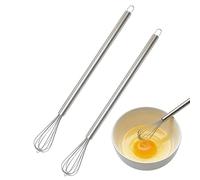 Dstarymnix Mini Batidor Cocina Acero Inoxidable 23 cm Set de 2, Batidor Pequeño Manual para Batir Huevos, Mezclar Salsas y Espumar Leche, Mini Batidor para Matcha, Cacao y Pequeñas Preparaciones