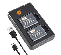 DSTE 2PCS LI-90B Batería & Cargador Compatible para Olympus SH-1,SH-50, iHS SH-60, SP-100, SP-100EE