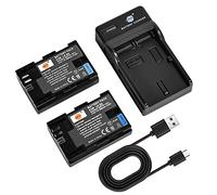 DSTE 2PCS LP-E6 LPE6 LP-E6N Baterías y Cargador para cámara Canon EOS R, R5, 5D Mark II, 5D Mark III, 5DS, 6D, 7D, 60D, 60Da, 70D, 7D Mark II, 7D Mark III