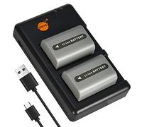 DSTE 2PCS NP-FP50 Batería Cargador Compatible para Sony NP-FP30, NP-FP60, NP-FP70, NP-FP71, DCR-DVD203, DCR-DVD203E, DCR-DVD205E, DCR-DVD304E, DCR-DVD305, DCR-DVD403