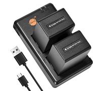 DSTE 2PCS NP-FV100 Batería & Cargador Compatible para Sony DCR-SR15, DCR-SR21, DCR-SR68, DCR-SR88, DCR-SX15, DCR-SX21, DCR-SX45