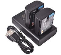DSTE 2 x DMW-BLF19E Repuesto Batería + Cargador Doble USB con Pantalla LCD Compatible para DMW-BLF19 y Panasonic Lumix DMC-GH3,DMC-GH3GK,DMC-GH3H,DMC-GH3HGK,DMC-GH3KBODY,DMC-GH4H,DMC-GH4 Cámara