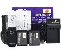 DSTE EOS-800D - Empuñadura de batería con mando a distancia por infrarrojos con 2 baterías LP-E17 y cargador USB Compatible para Canon EOS 800D T7i X9i 77D 9000D