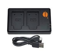 DSTE Li-40B - Cargador de batería Dual USB Compatible con Olympus LI-42B, Fuji NP-45 batería - Alimentación a través de Micro USB a Cable de Carga USB A 2.0