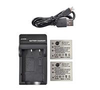 DSTE NP-40 - Batería de iones de litio (2 unidades) y cargador micro USB compatible con Fujifilm NP-40N FinePix F460 F470 F480 F610 F650 F402 F403 F420 F455 F700 F710 F810 1J50 Cámara V10 Z1 Z2 Z3