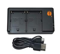 DSTE NP-F - Cargador de batería dual USB compatible con Sony NP-F330, NP-F550, NP-F570, NP-F750, NP-F770, NP-F930, NP-F970, NP-FM50, NP-FM500H, alimentación por cable de carga micro USB a USB-A
