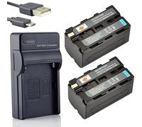 DSTE NP-F750 Li-Ion Batería (2 Paquetes) Traje y Cargador Micro USB Compatible con Sony CCD-SC5 CCD-TRV80PK DCR-TRV820
