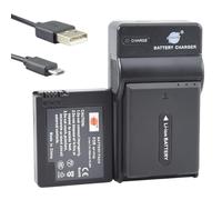 DSTE NP-FF50 - Batería de iones de litio (2 unidades) y cargador micro USB compatible con Sony DCR-HC1000 DCR-IP1 IP1E IP1K DCR-IP200K IP220K DCR-IP45E DCR-IP55 DCR-IP55E DCR-IP5E DCR-IP7