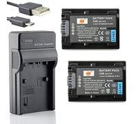 DSTE NP-FV70 Li-Ion Batería (2 Paquetes) Traje y Cargador Micro USB Compatible con Sony HDR-XR550VE NP-FV70 SR15 SR21 SR68 SR88 SX15 SX21 SX44 SX45 SX63 SX65 SX83 SX85