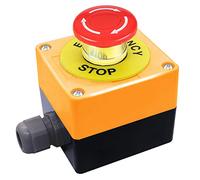 dstfuy Interruptor de botón de apagado 1NC,1NO impermeable IP65 rojo señal de seta sin interruptor con CA 660 V 10 A, caja de interruptor de emergencia (amarillo)