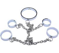 DstoLusre BDSM Collar de metal de acero inoxidable Esposas de tobillo Puños de tobillo Juegos de bondage BDSM for hombres Mujer Parejas Cuello Pie Juegos de sujeción de manos Juego de bondage Juguetes