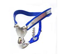 DstoLusre Cinturón de castidad de acero inoxidable con tapón anal extraíble, ataduras for hombres y jaula de castidad bondage, cinturón de ropa interior SM, juguete sexual erótico for hombres(Blue Bla