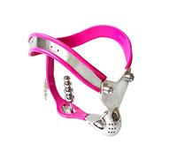 DstoLusre Cinturón de castidad de acero inoxidable con tapón anal extraíble, ataduras for hombres y jaula de castidad bondage, cinturón de ropa interior SM, juguete sexual erótico for hombres(Pink Ros