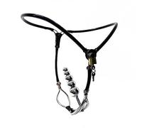 DstoLusre Cinturón de castidad de acero inoxidable for mujer con agujero anal plug BDSM bondage pantalones castidad ropa interior bloqueable juguete sexual erótico for mujeres(5 Bälle,60/90cm)