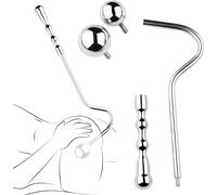 DstoLusre Gancho anal de acero inoxidable SM bondage plug anal con 2 bolas intercambiables gancho anal Punto G consolador anal vaginal erótico plug anal butt plug juguetes anales for hombres mujeres