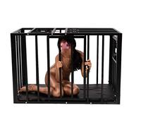 DstoLusre Jaula de metal Bondage for perros, jaula de entrenamiento SM, picota con esposas, collar, ataduras, jaula for perros, jaula for cosplay, juguete sexual erótico SM