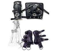 DstoLusre Juego de ataduras for colgar en la mano y el pie de cuero Bondage con anillo de acero inoxidable con muñequeras/esposas y tobilleras, juguetes sexuales SM for parejas