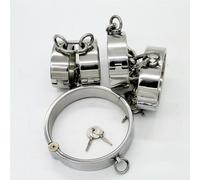 DstoLusre Juego de sujeción de 3 juegos de Bondage de metal BDSM - Esposas/Puños de tobillo Puños de tobillo/Collar de cuello - con restricciones de cadena Juguetes sexuales SM for parejas(Women,Runde