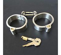 DstoLusre Juego sexual de ataduras de acero inoxidable for parejas, esposas de metal con cerradura, puños en los tobillos y juego de bondage for collar, juguetes sexuales SM for hombres y mujeres(Hand