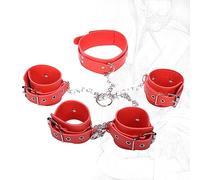 DstoLusre Juegos de bondage de cuero BDSM con cuello, esposas y puños for brazos, juego de sujeción de corteza ajustable con cadenas de metal, juegos eróticos sexuales SM, juguetes for hombres y mujer