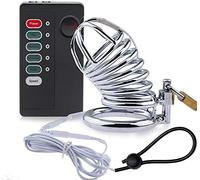 DstoLusre Kit de bondage con cinturón de castidad de acero inoxidable, jaula for pene, masajeador de anillos for pene/polla de silicona, juguete sexual erótico for hombres(Ring 50mm)