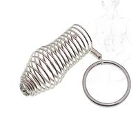 DstoLusre Puños de pene de acero inoxidable BDSM con anillo for el pene, puños for el pene con anillos for el pene, funda for el pene, camilla de bola de castidad SM for entrenamiento del pene, juguet