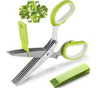 DSuoJianYng Stainless Steel Multipurpose 5 Blade Kitchen,With 5 Stainless Steel Blades & Safety Cover & Cleaning Comb,For Cutting Cilantro Onion Salad